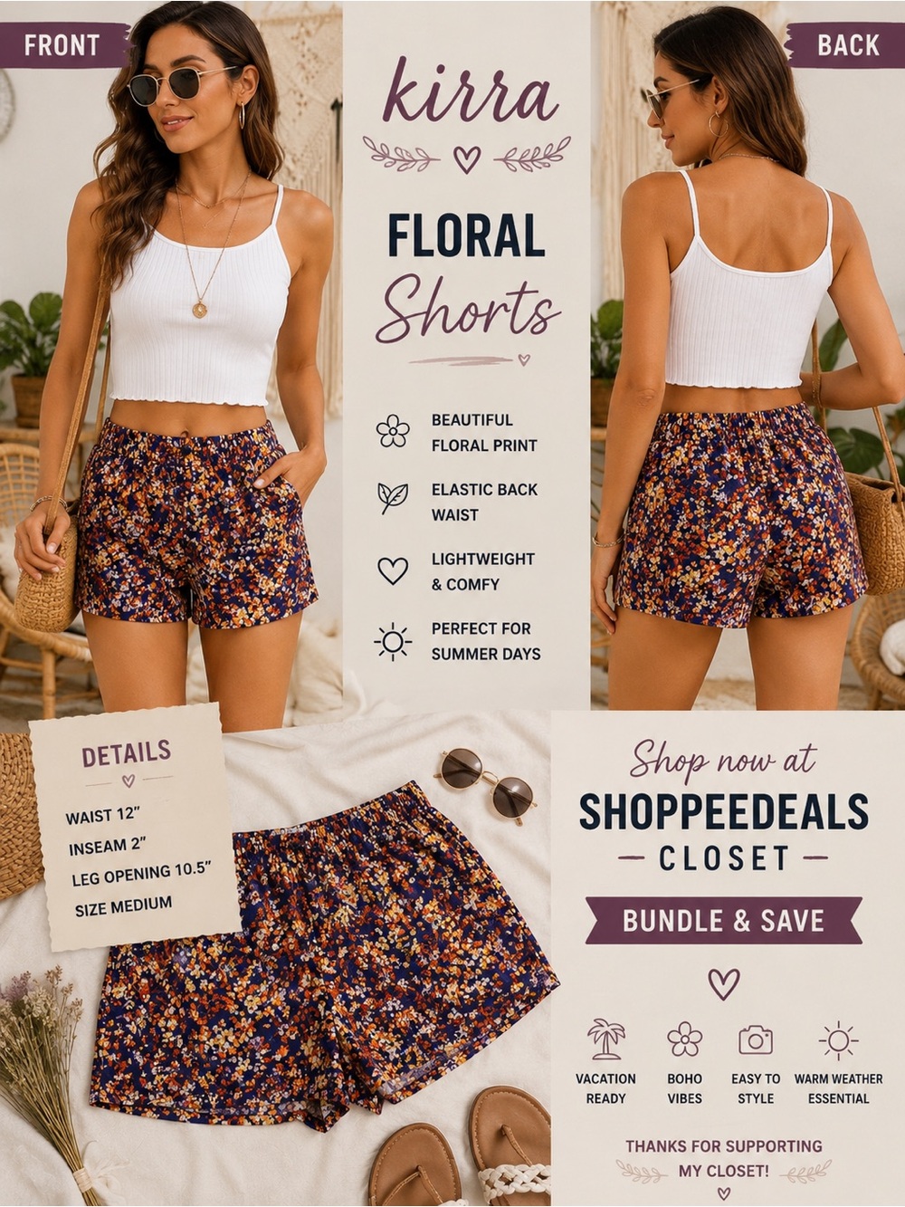 Kirra Floral Shorts – Women’s Medium